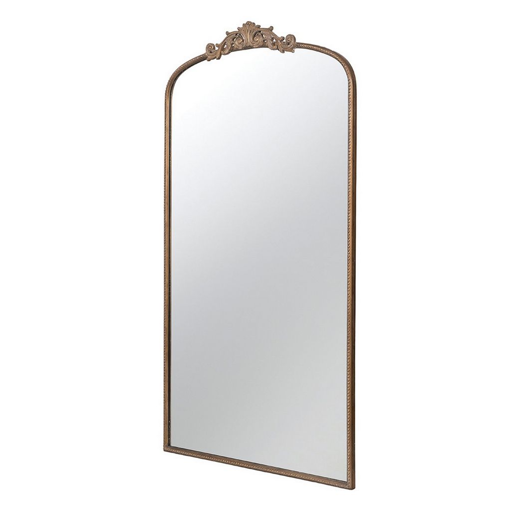 Kea 66 Inch Wall Mirror, Gold Curved Metal Frame, Ornate Baroque Design - View 2