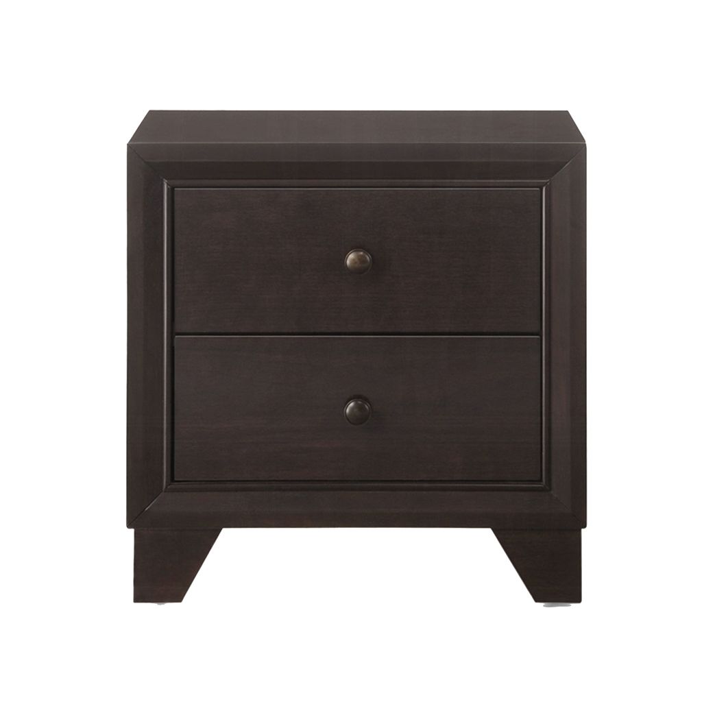 Wooden Night Stand with Two Drawer , Espresso Brown - View 3