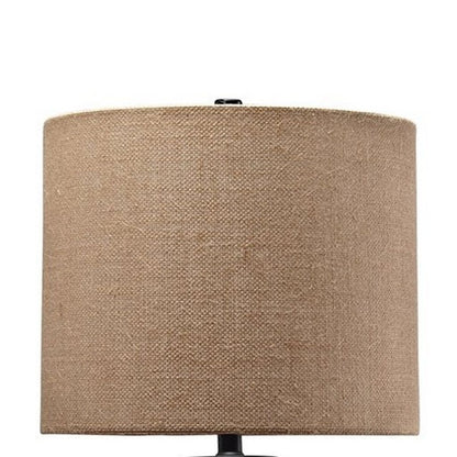 Glass Table Lamp with Fabric Drum Shade, Gold and Beige - View 2