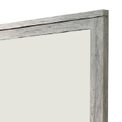 Wall Mirror with Rectangular Frame and Molded Details, Gray - View 4