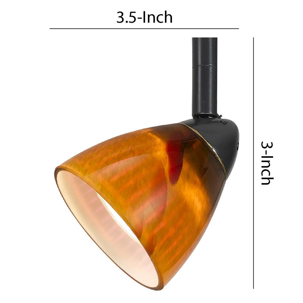 Hand Blown Glass Shade Track Light Fixture with Metal Frame, Dark Bronze - View 6