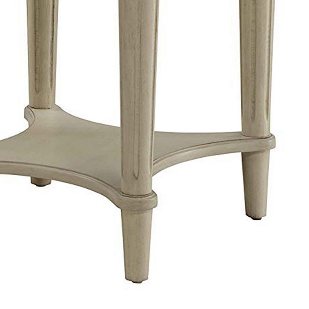 Fordon Round End Table, Scalloped Top, Antique White - View 4