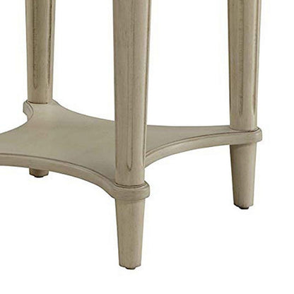 Fordon Round End Table, Scalloped Top, Antique White - View 4