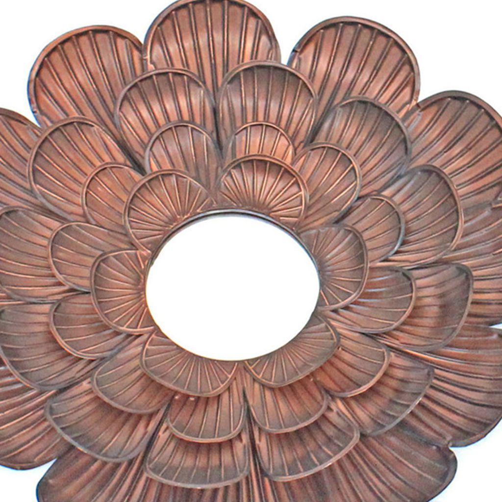 Blooming Metal Flower Wall Decor Mirror, Set of 3, Copper - View 4