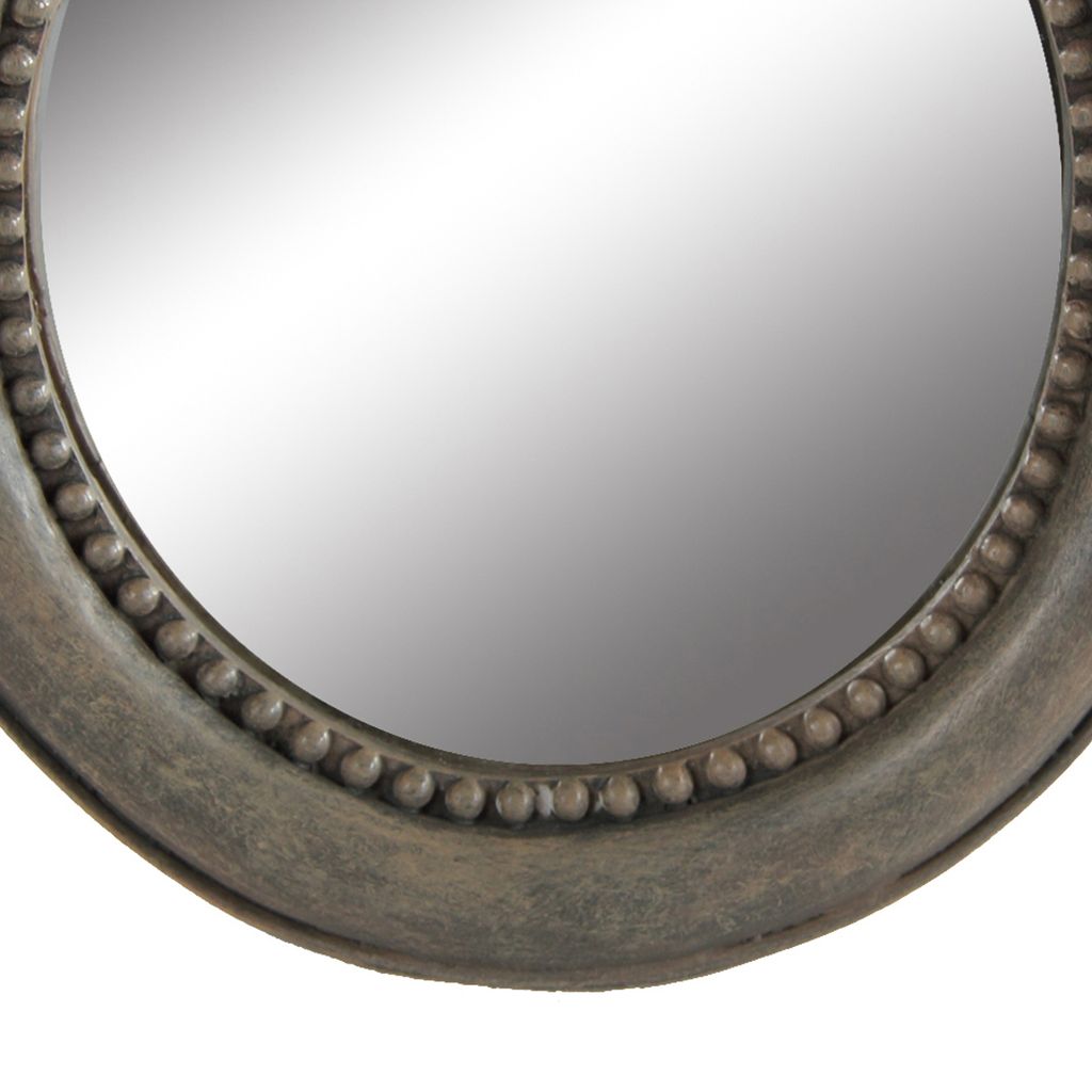 Round Wooden Framed Mirror with Parrot Sculpture Top, Multicolor - View 2