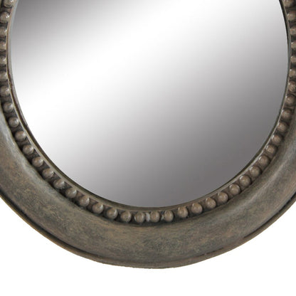 Round Wooden Framed Mirror with Parrot Sculpture Top, Multicolor - View 2