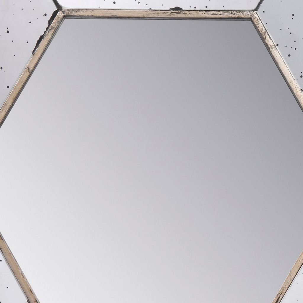 Filo 21 Inch Wall Accent Mirror, Raised Tray Edges, Hexagonal Mirror Frame - View 4