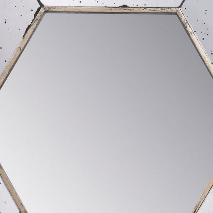 Filo 21 Inch Wall Accent Mirror, Raised Tray Edges, Hexagonal Mirror Frame - View 4