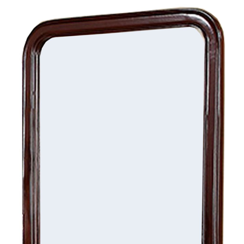 37 Inches Wooden Mirror with Curved Edges, Brown - View 2