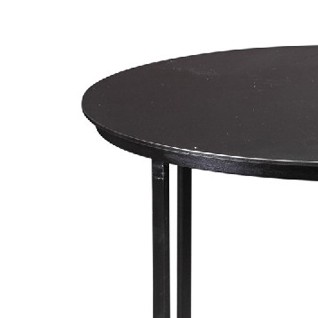 Round Metal Frame Side Table with Tubular Legs, Black - View 2