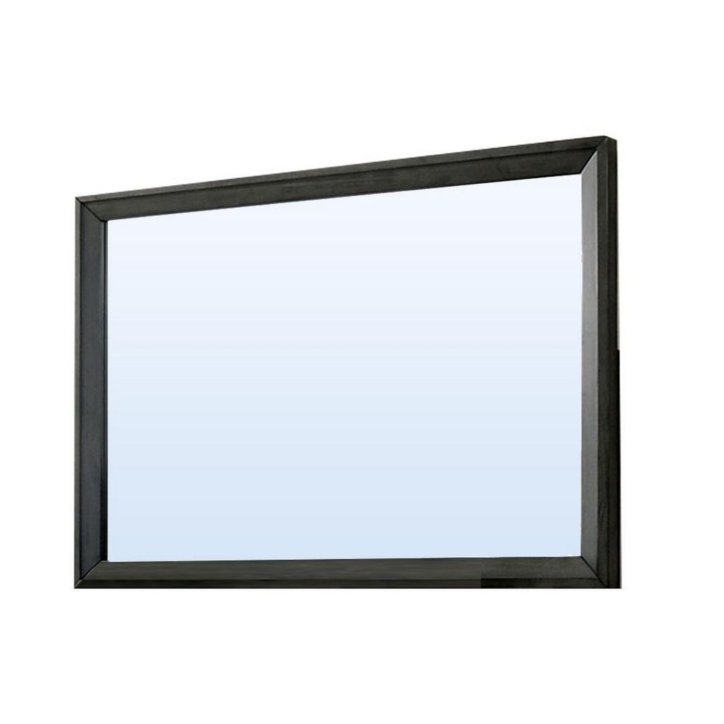 45 Inch Rectangular Wooden Frame Contemporary Mirror, Gray - View 2