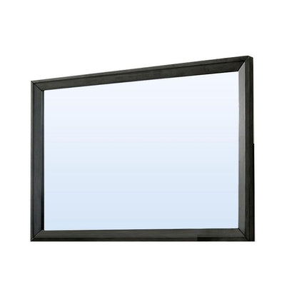 45 Inch Rectangular Wooden Frame Contemporary Mirror, Gray - View 2