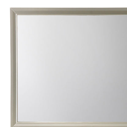 Rectangular Wood Encased Dresser Top Mirror, Champagne Silver - View 3
