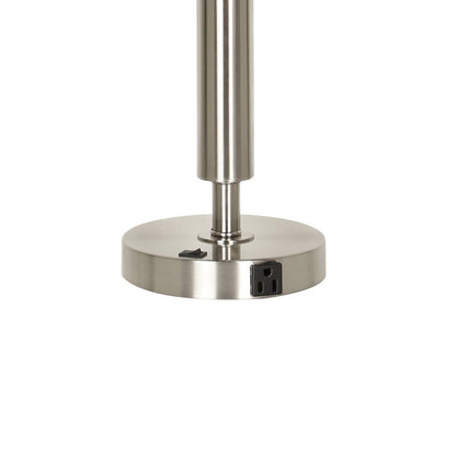 Metal Table Lamp with Fabric Drum Shade, White and Silver - View 5