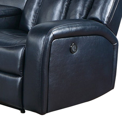 Max 5 Piece Manual Recliner Sectional Set, Vegan Faux Leather, Navy Blue - View 5