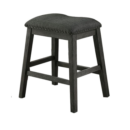 Fabric Saddle Counter Stool with Nailhead Trim, Set of 2, Gray - View 3