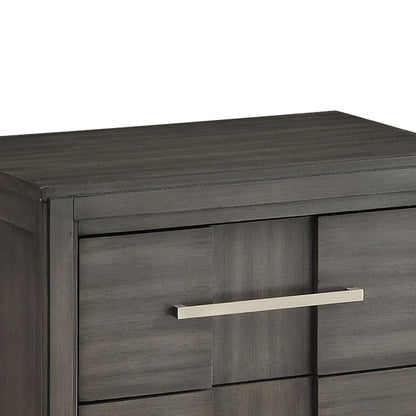 Transitional Solid Wood Night Stand With Two Drawers, Gray - View 3