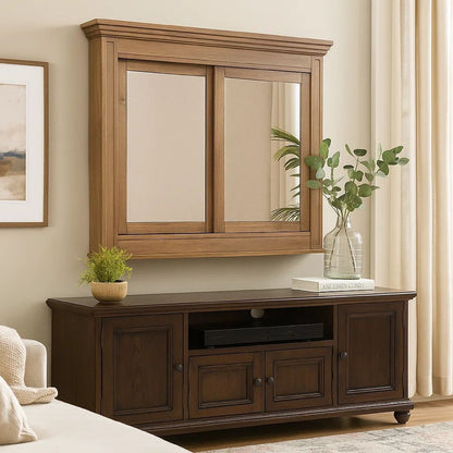 5 MM Beveled Cabinet Mirror with Storage, Brown - View 7