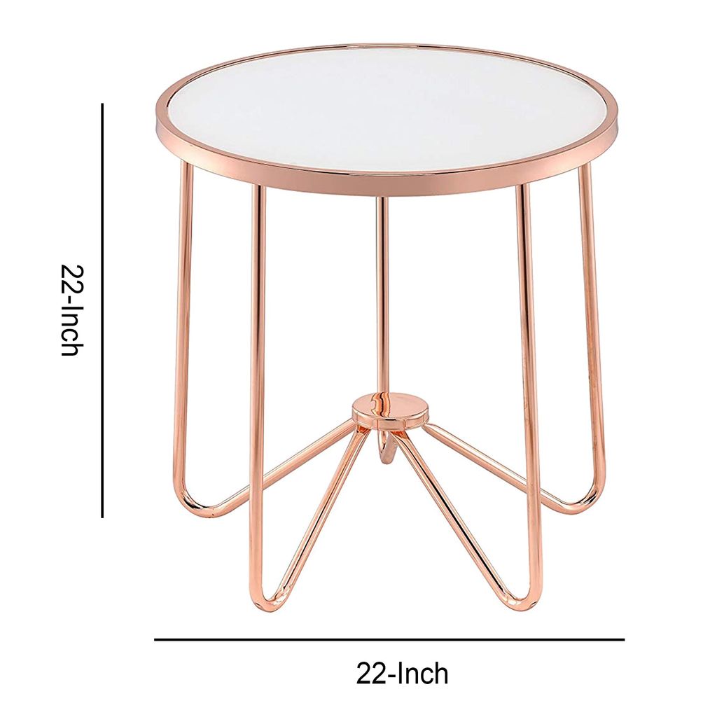 Alivia End Table, Frosted Glass & Rose Gold - View 6