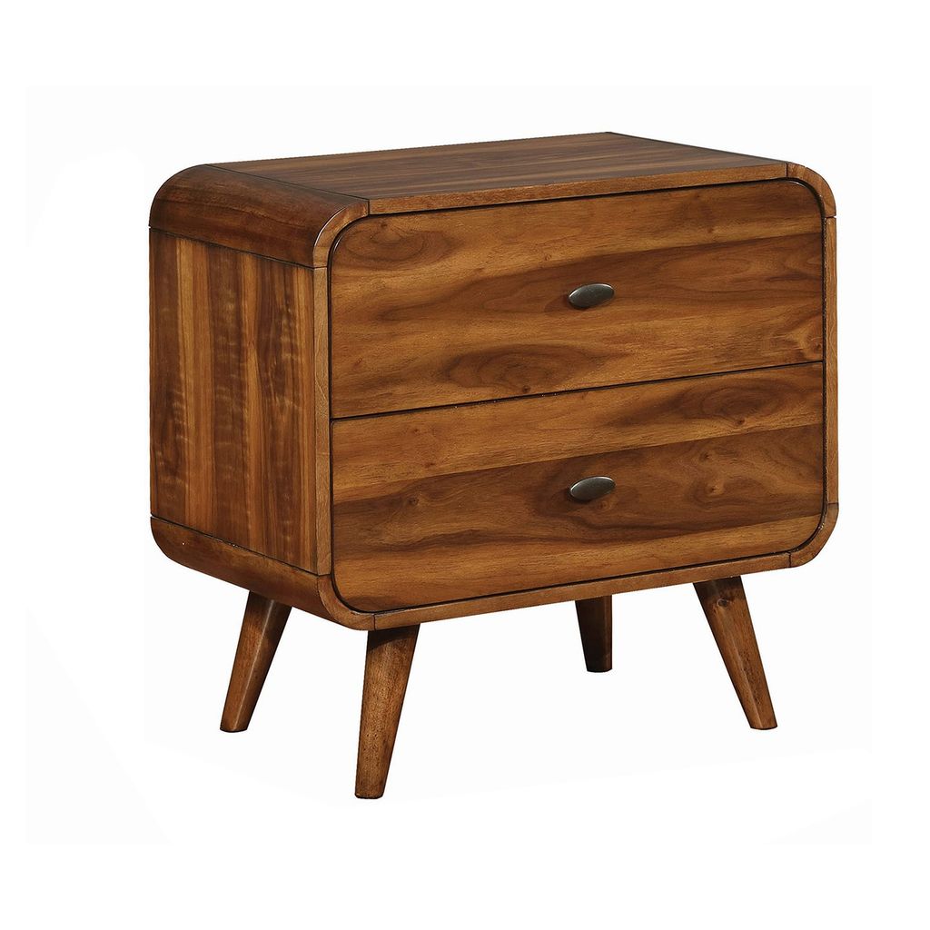 Wooden Nightstand with 2 Drawers, Dark Walnut Brown - View 7