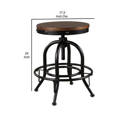 Zane 24 Inch Adjustable Swivel Counter Stool, Set of 2, Black Metal Base - View 5
