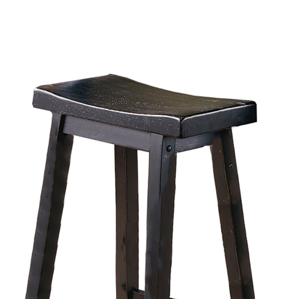 Wooden 29" Counter Height Stool with Saddle Seat, Black, Set Of 2 - View 6