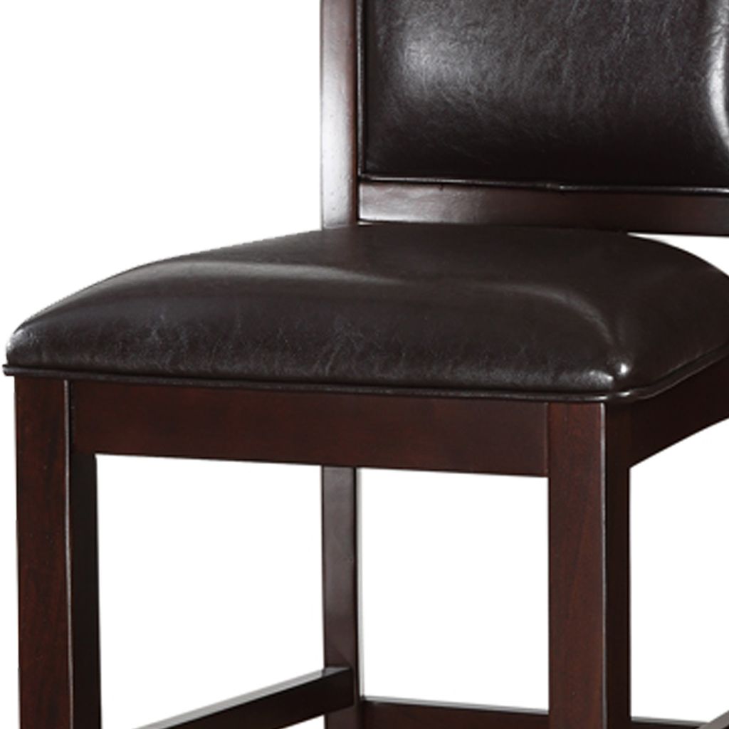 Classic Wooden Armless High Chair, Brown & Black, Set of 2 - View 3