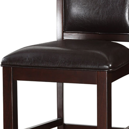 Classic Wooden Armless High Chair, Brown & Black, Set of 2 - View 3