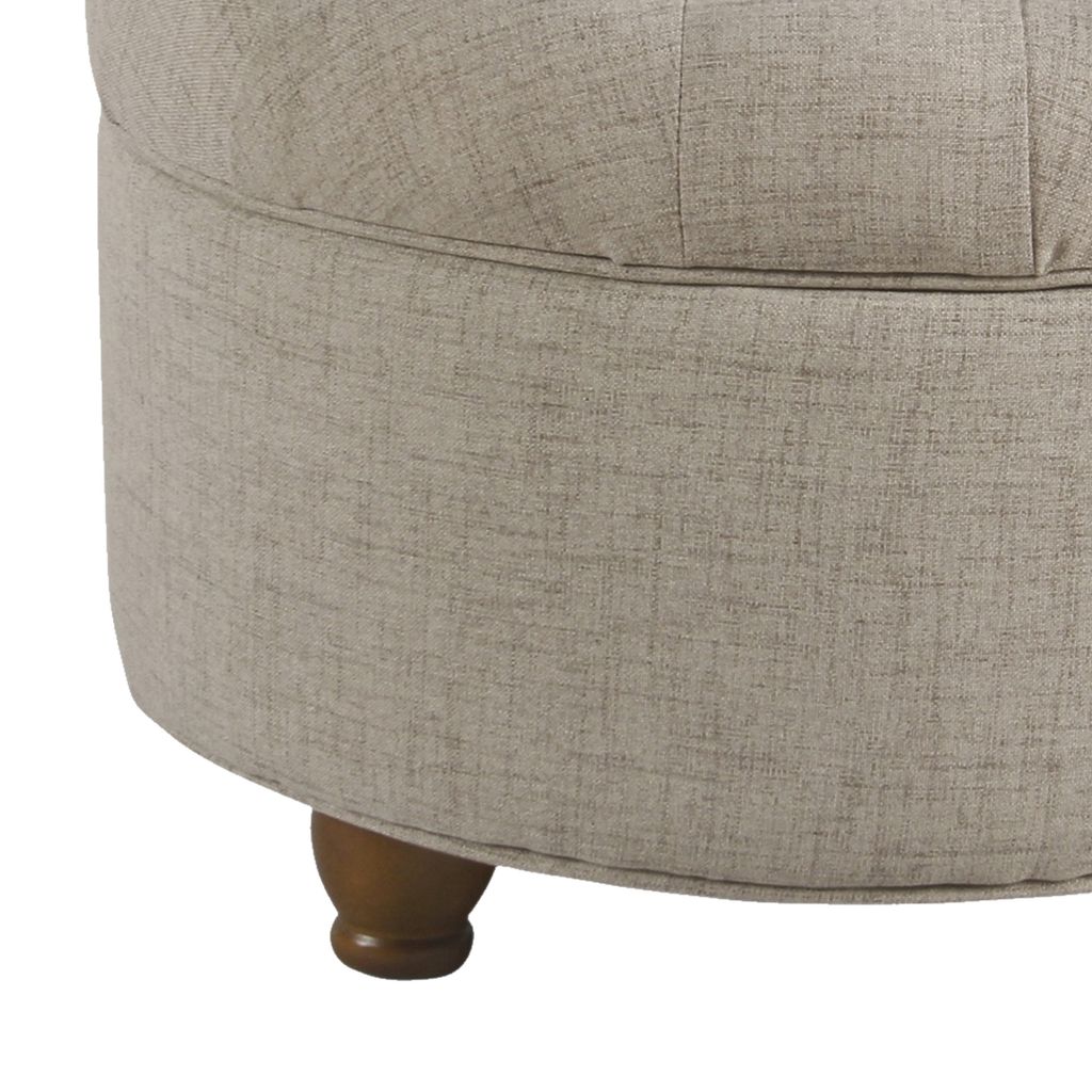 Fabric Upholstered Wooden Ottoman with Tufted Lift Off Lid Storage, Beige - View 5