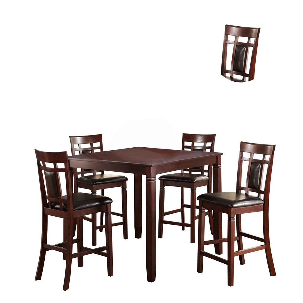 Swish Cashew Wood 5 Pieces Counter Height Dining Set In Brown - View 3