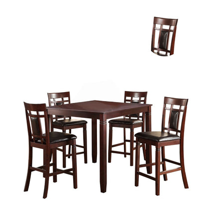 Swish Cashew Wood 5 Pieces Counter Height Dining Set In Brown - View 3