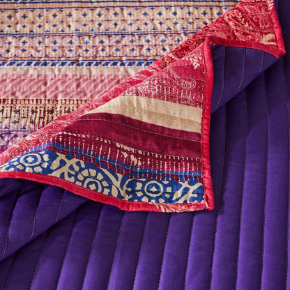 Dora 3 Piece Bohemian King Quilt Set, Medallion, Paisley, Pink, Blue - View 4