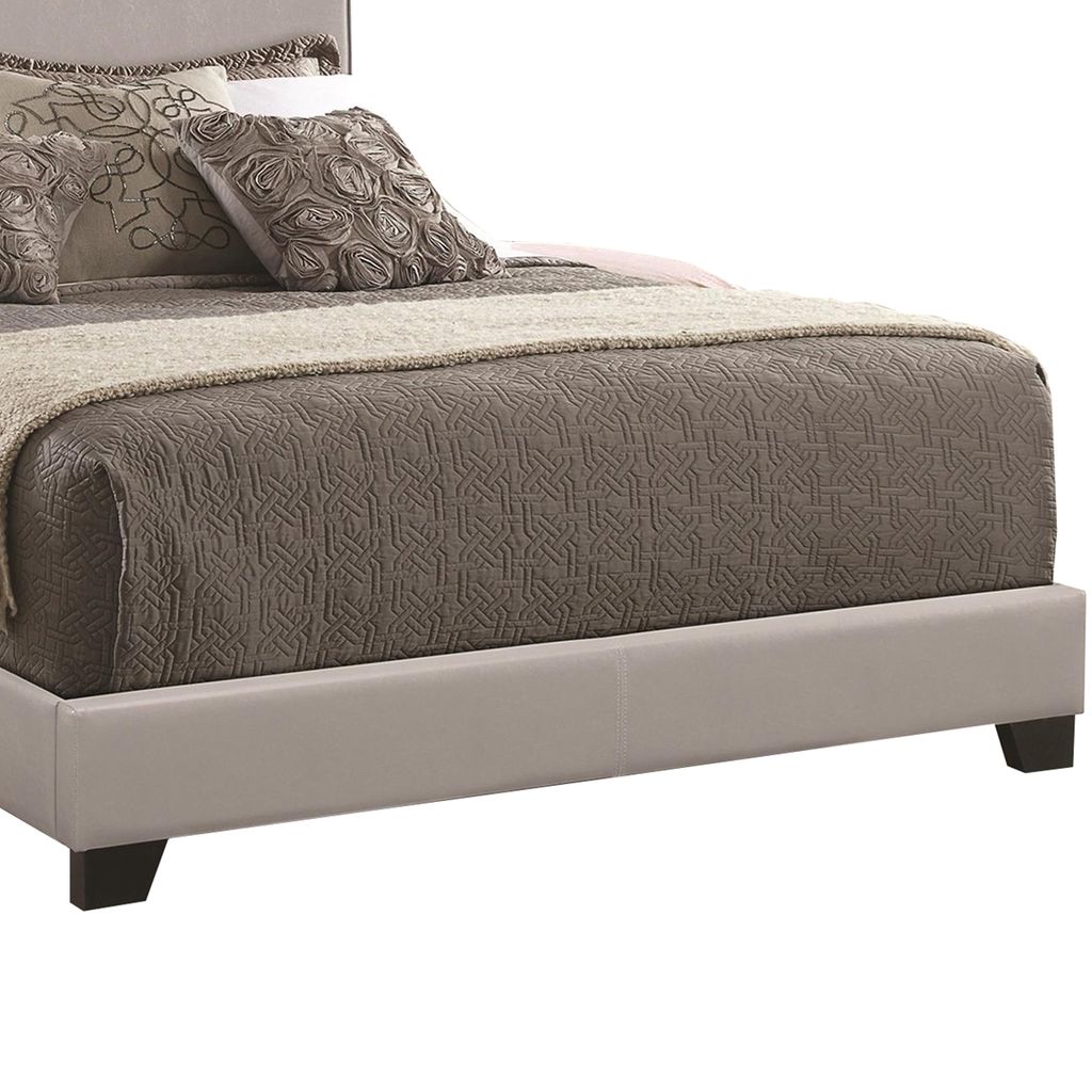 Leather Upholstered Twin Size Platform Bed, Gray - View 4