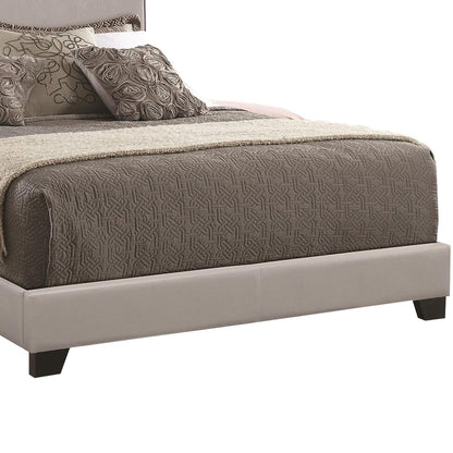 Leather Upholstered Twin Size Platform Bed, Gray - View 4