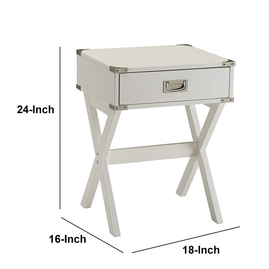 Square End Table, White - View 6