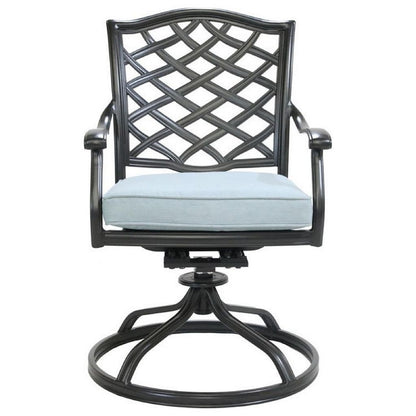 Wynn Outdoor Metal Dining Swivel Chair, Set of 2, Light Blue - View 3
