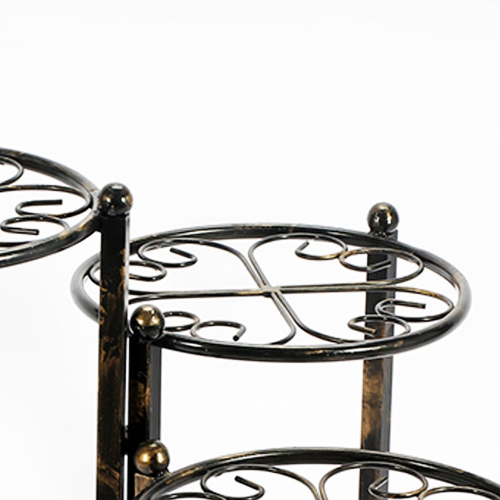 3 Tier Heart Clover Design Round Top Metal Plant Stand, Black - View 2