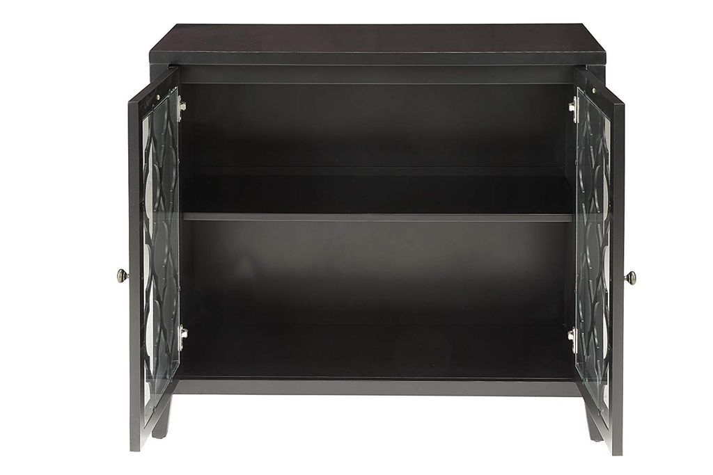Storage Cabinet with 2 Doors and Quatrefoil Design, Black - View 3