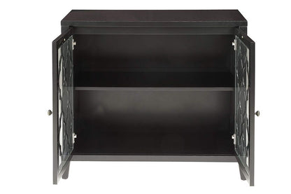 Storage Cabinet with 2 Doors and Quatrefoil Design, Black - View 3