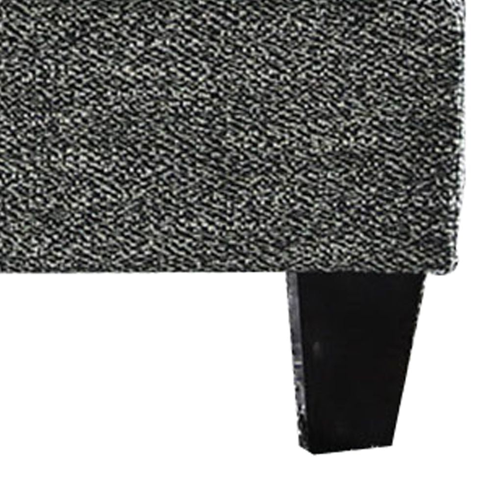 Fabric Upholstered Wooden Ottoman with Tapered Legs, Gray - View 3