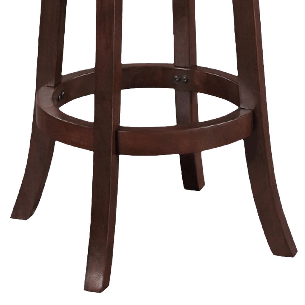 Sabi 29 inch Swivel Counter Stool, Solid Wood, Faux Leather, Brown, Black - View 3