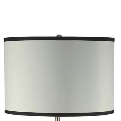 29 Inch Round Drum Shade Table Lamp, Curved Tubular Frame, Silver - View 3