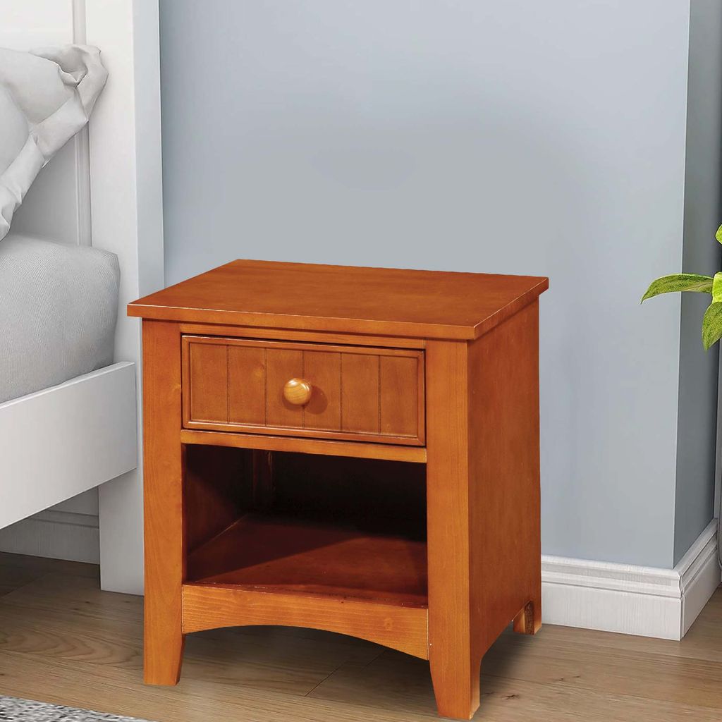 Omnus Wood Night Stand, Oak Finish - View 7
