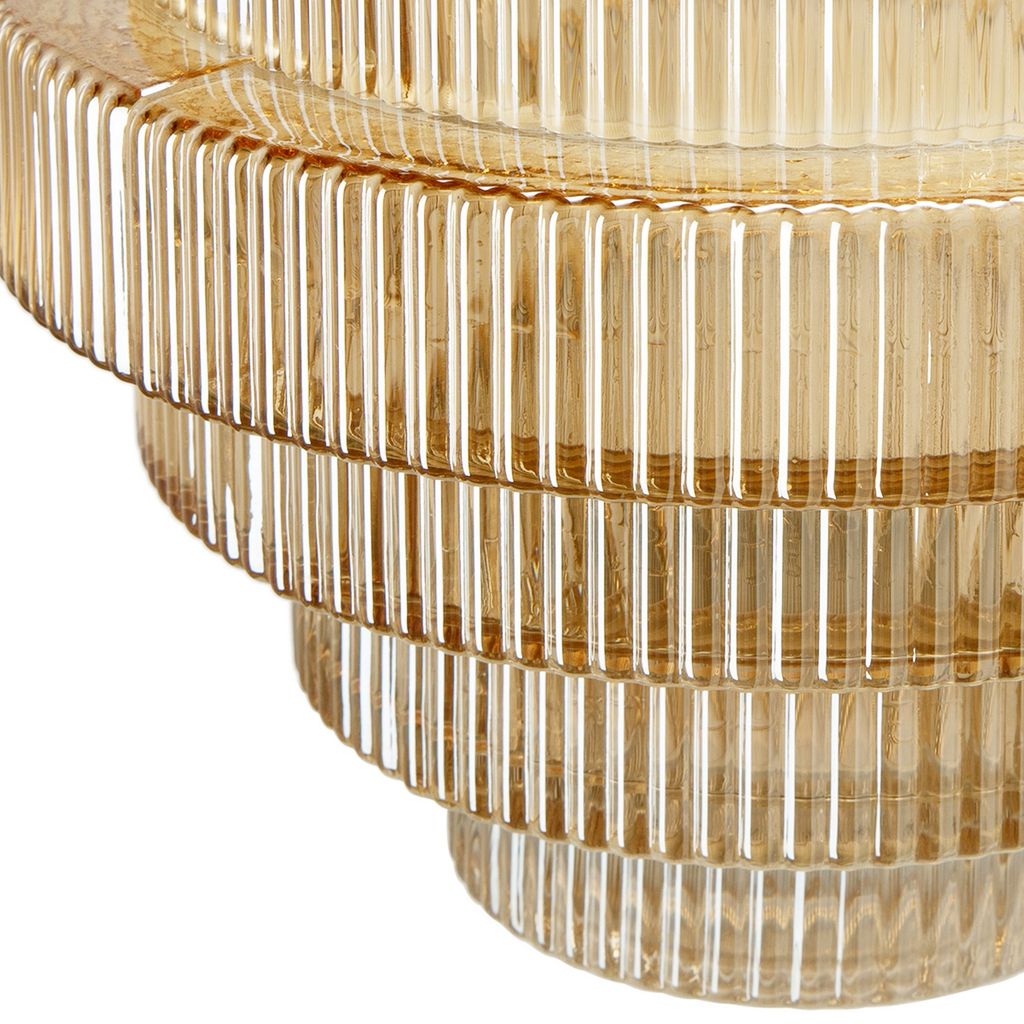 Rae 10 Inch Glass Vase, Geometric Round, Amber Yellow and Clear Finish - View 4
