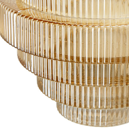 Rae 10 Inch Glass Vase, Geometric Round, Amber Yellow and Clear Finish - View 4