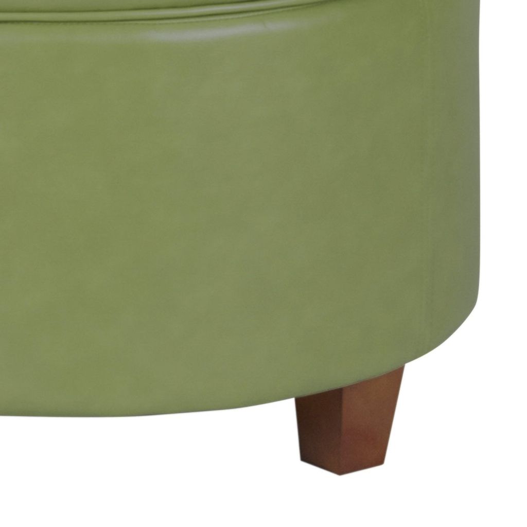 Leatherette Upholstered Wooden Ottoman with Single Button Tufted Lift Top Storage, Green, Large - View 4