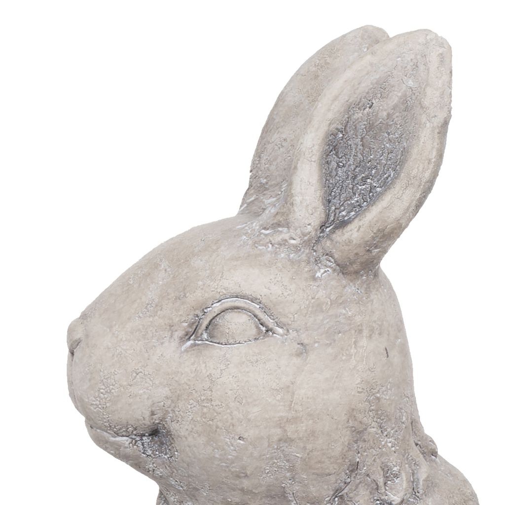 Antique Styled Raw Textured Polyresin Standing Rabbit Planter, Gray - View 2