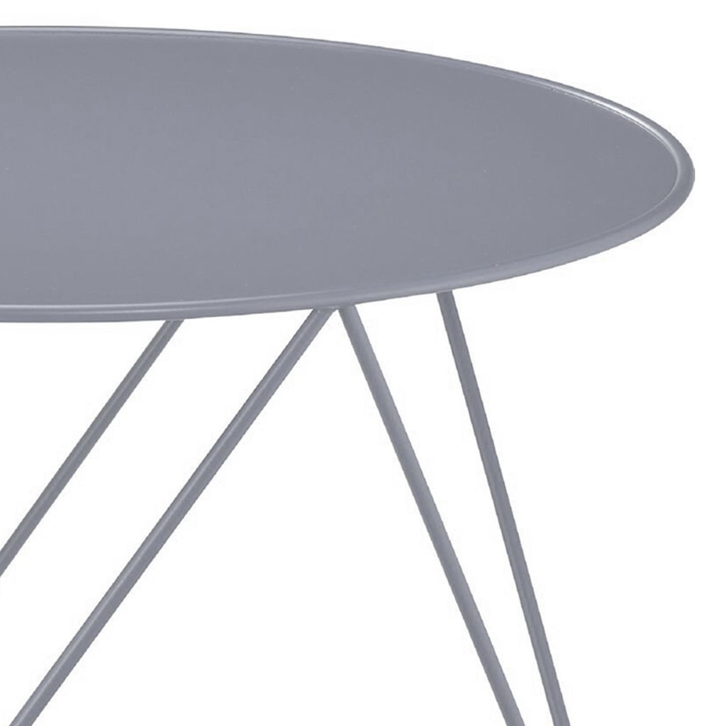 Accent Table with Open Geometric Base and Round Top, Gray - View 4