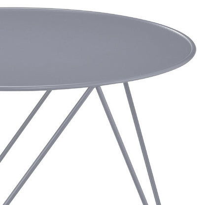 Accent Table with Open Geometric Base and Round Top, Gray - View 4