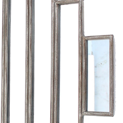 Wooden Wall Mirror with Multiple Framed Sculptures, Silver - View 4